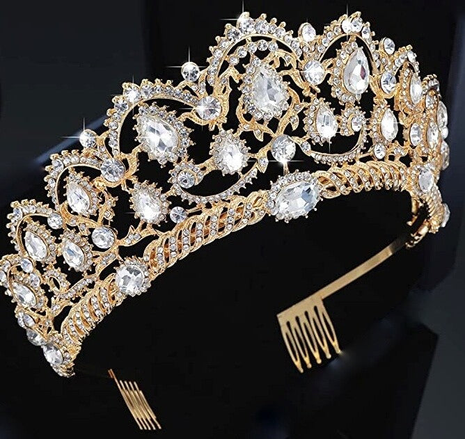 Mariadoro - Dazzling Crystal Gold Tiara Crown