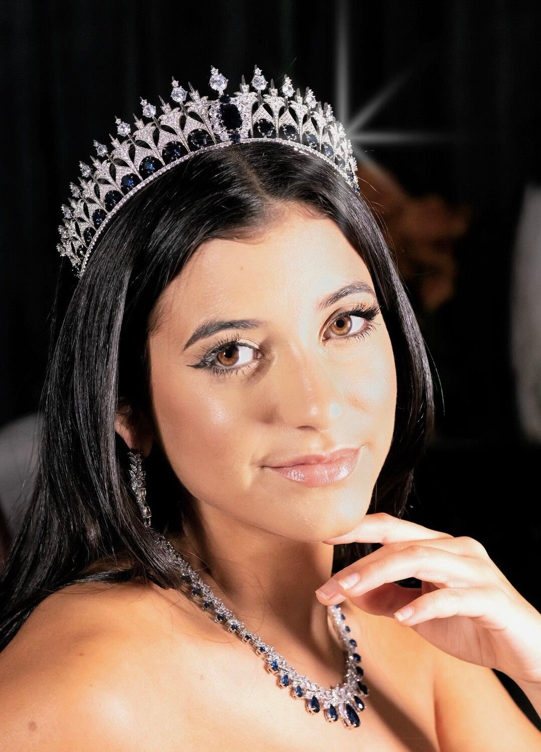 Navy - Exquisite Sapphire Blue Crystal Wedding Tiara