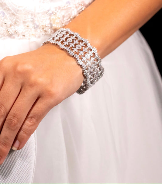 Roxanne - Vintage statement cz crystal wedding bracelet