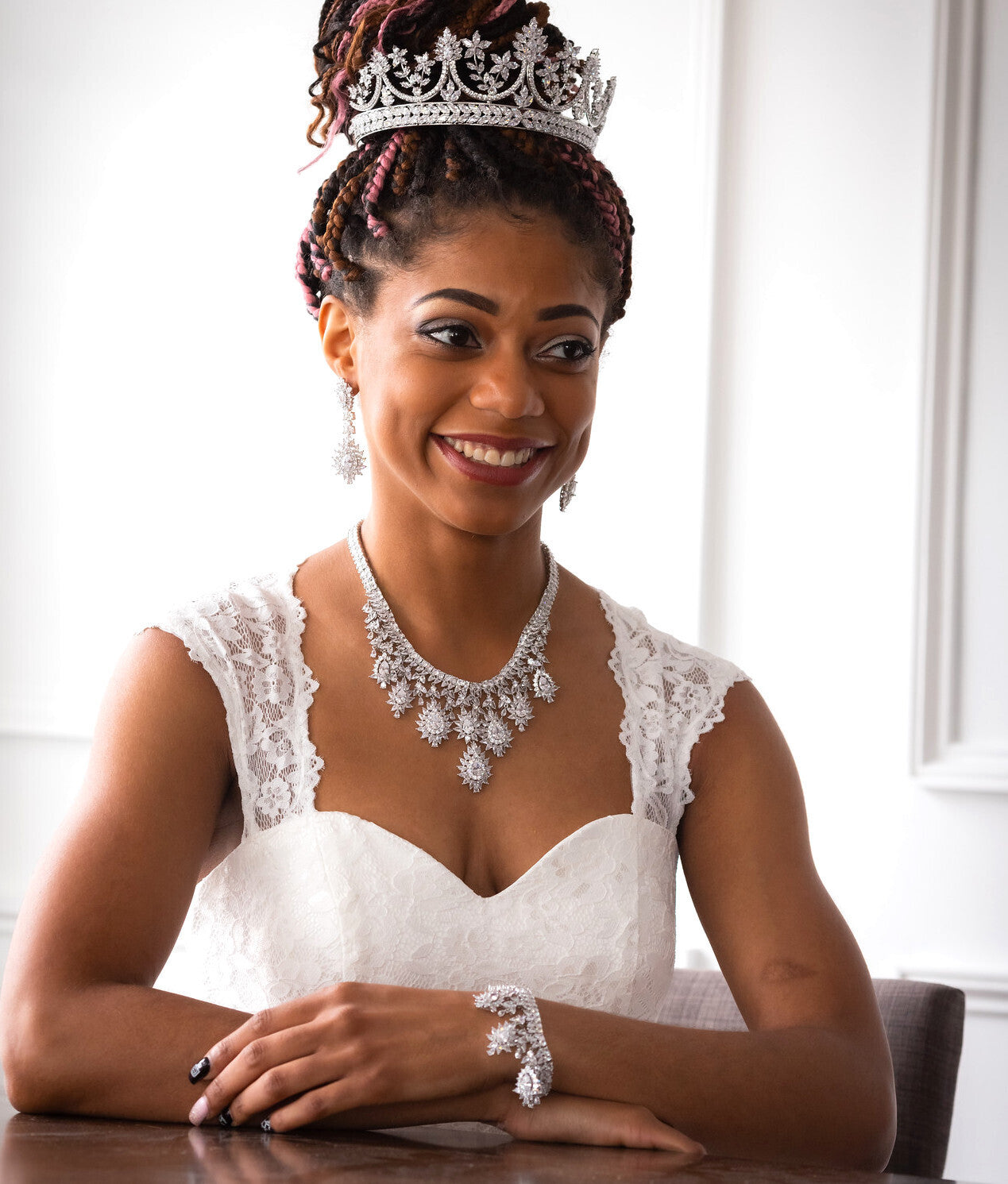 Sarina - Statement royal crystal bridal necklace set