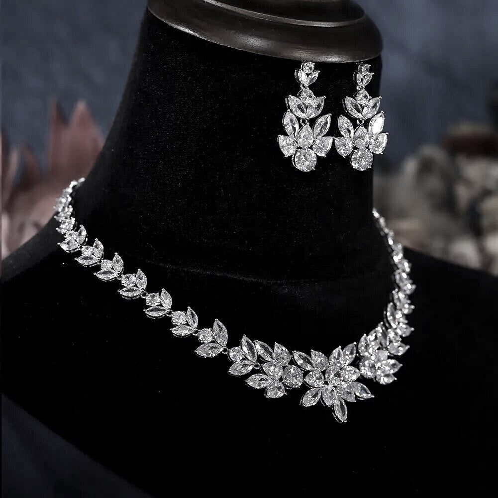 Ashlyn - Exquisite CZ wedding necklace set