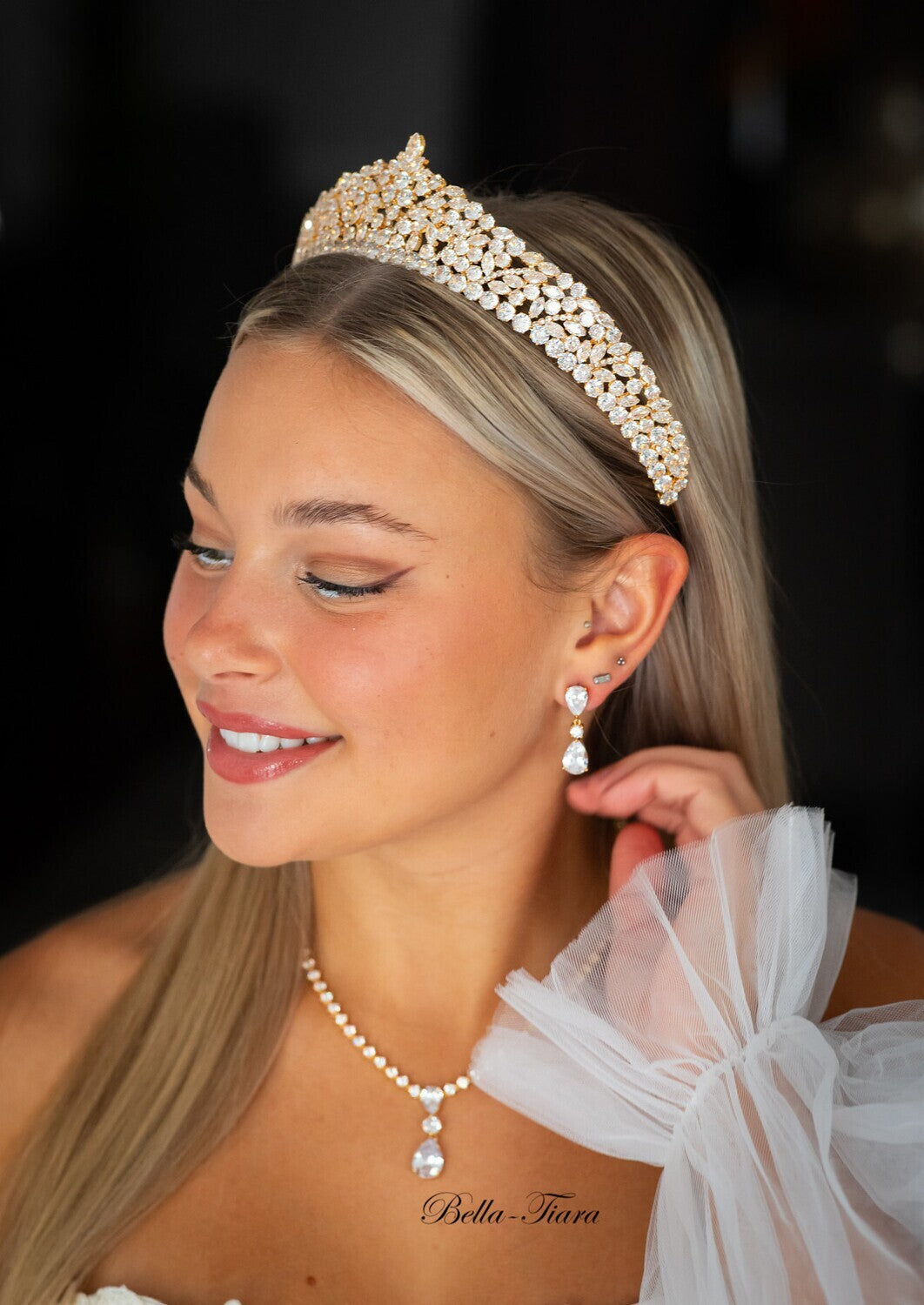 Cristallo - Timeless 3pcs simulated diamond drop bridal necklace set