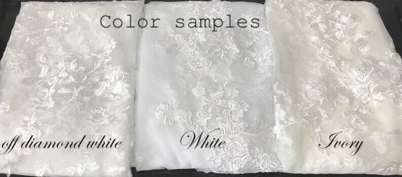 Ariel - Scattered pearl flower lace cathedral veil