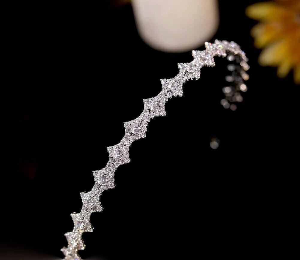 Natalia - Beautiful silver crystal wedding headband