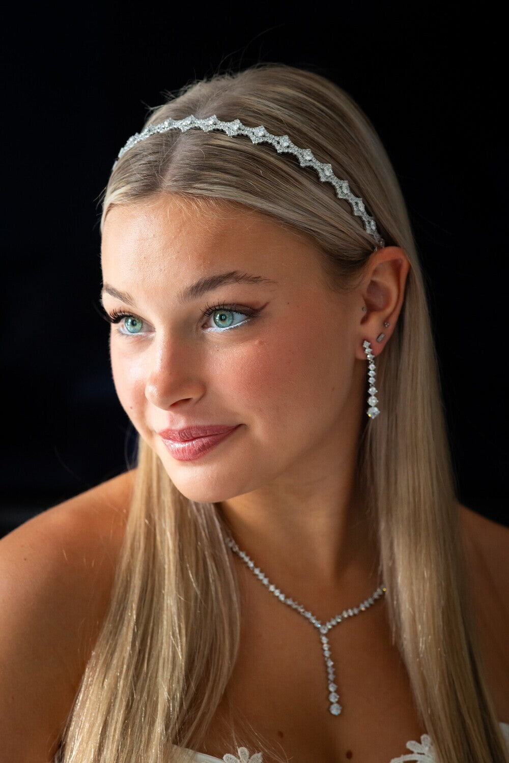 Natalia - Beautiful silver crystal wedding headband