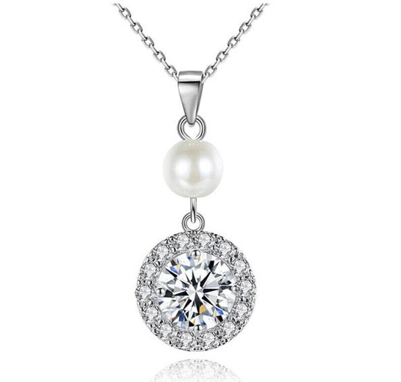 Pearline, Romantic Timeless bridal pearl drop necklace set