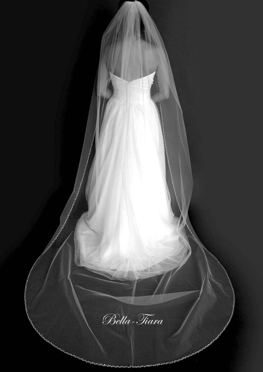 Gilda - Crystal pearl beaded edge wedding veil