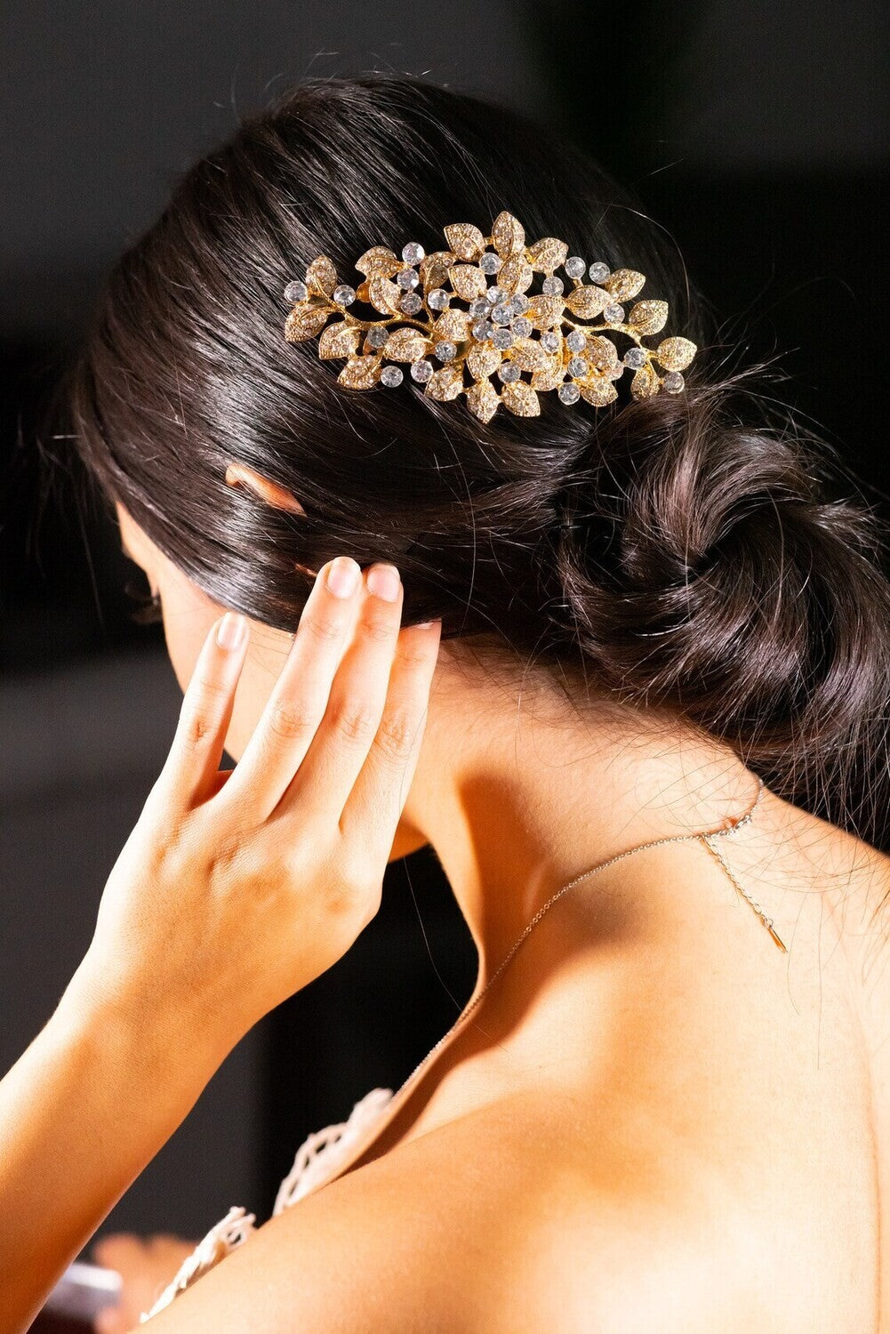 Rosa - Floral crystal wedding hair comb