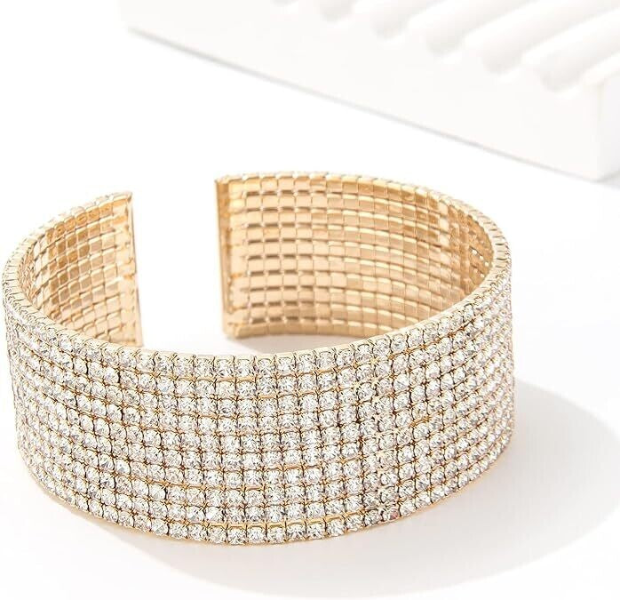 Martina - Elegant gold rhinestone crystal cuff bracelet