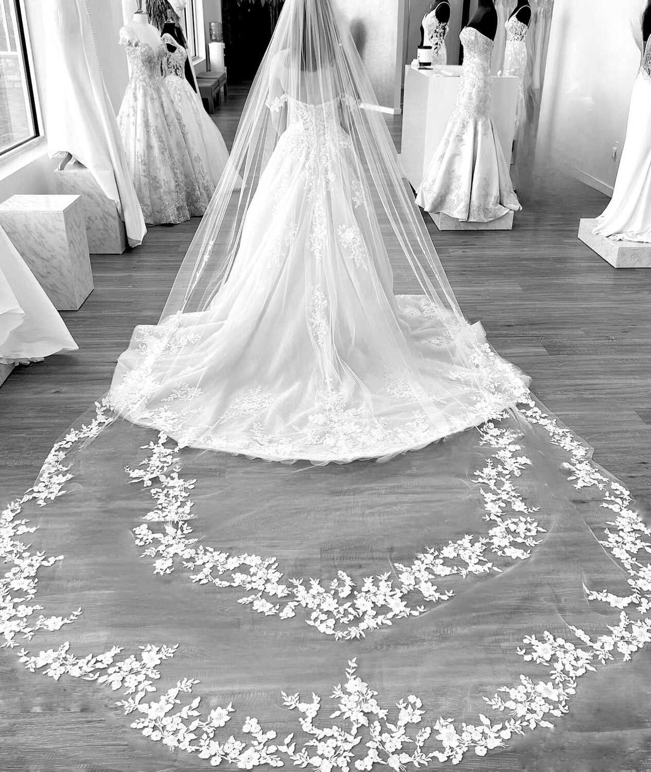 Fatima - Italian collection cathedral lace wedding veil