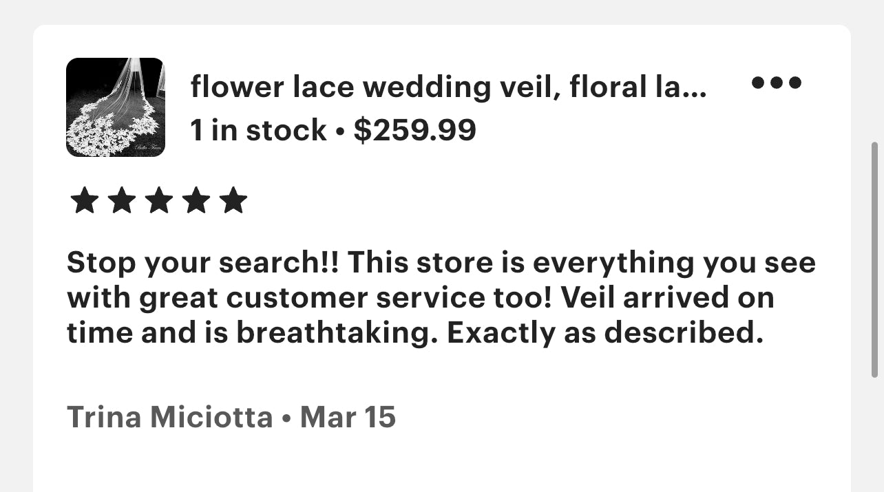 TinaMaria - Exquisite floral lace royal wedding veil - Free blusher