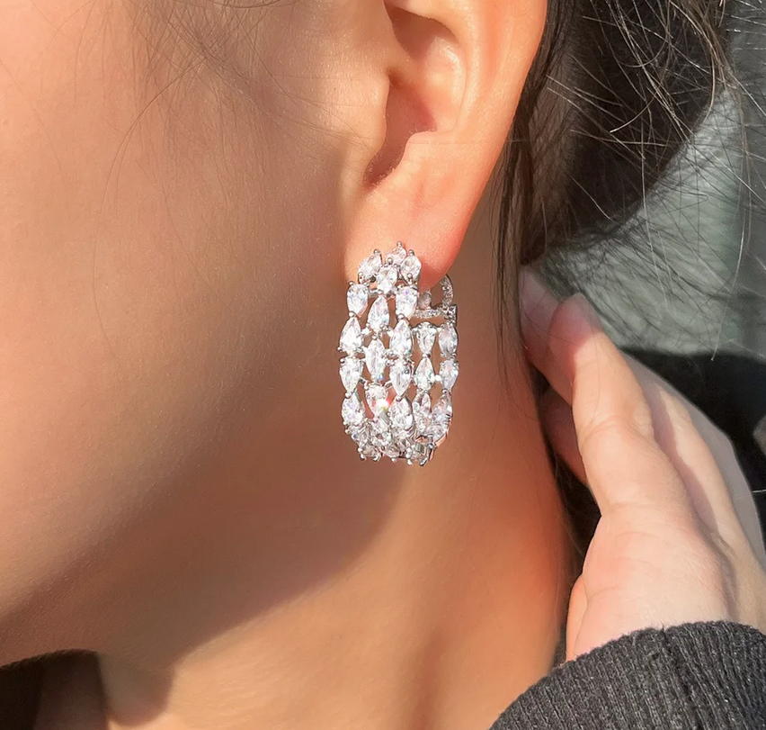 Brina - Elegant Swarovski crystal hoop earrings