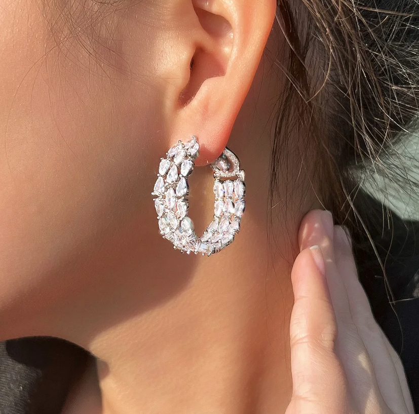 Brina - Elegant Swarovski crystal hoop earrings