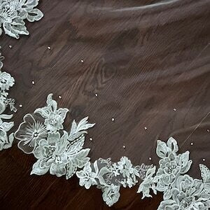 Vianca – scalloped floral lace cathedral wedding veil