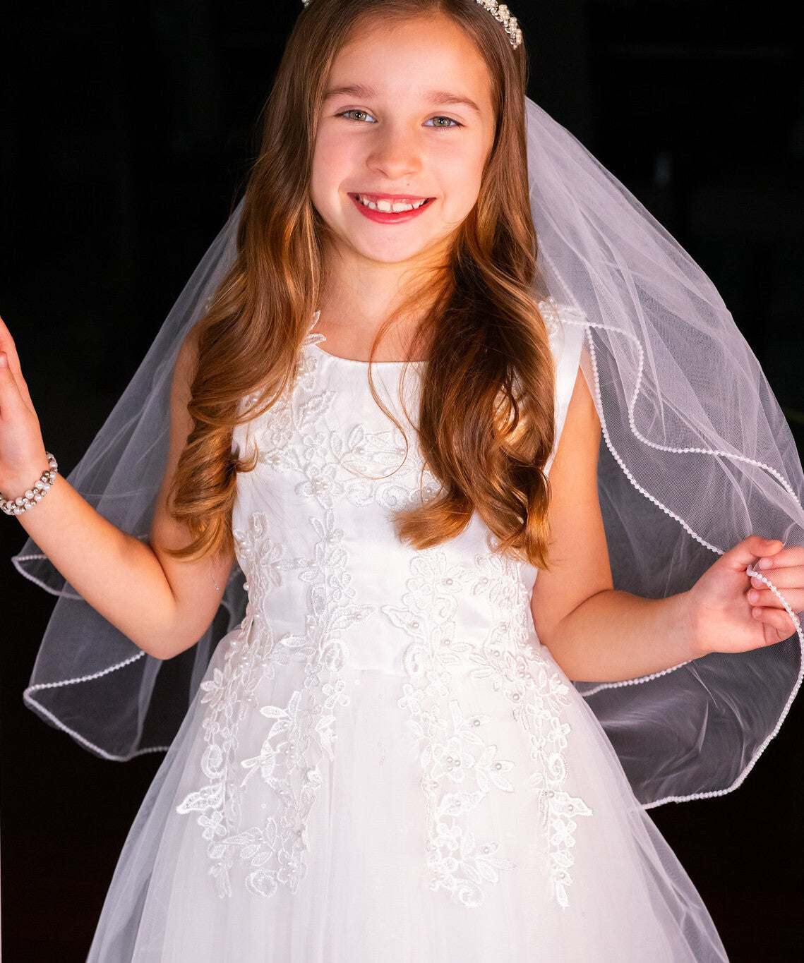 Lily - Flower girl rhinestone pearl tiara