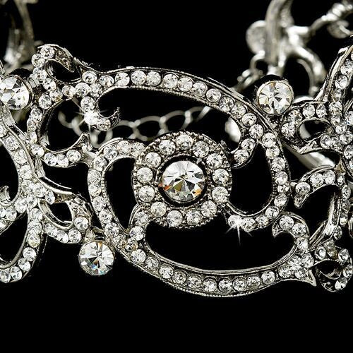 Samra - Exquisite antique silver crystal cuff bracelet