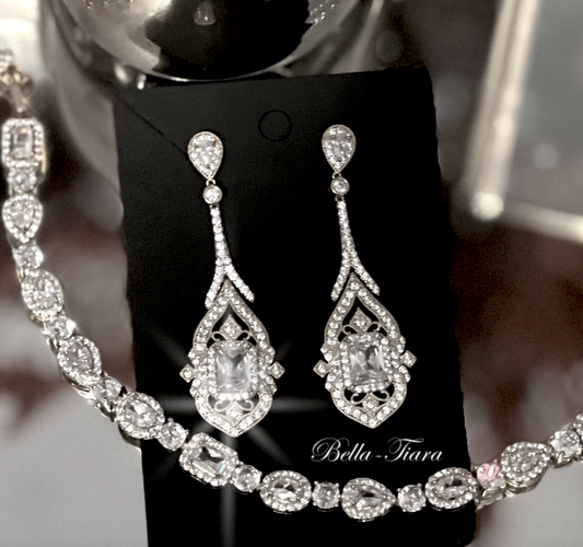 Lilliana Vintage inspired CZ bridal drop earrings
