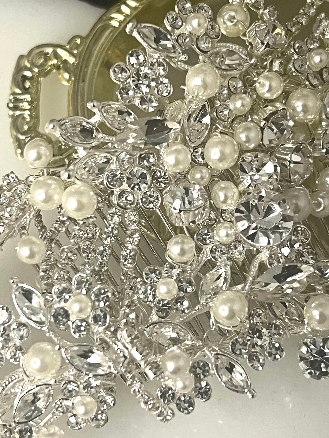 Terina - Alluring Swarovski crystal and pearl wedding hair comb