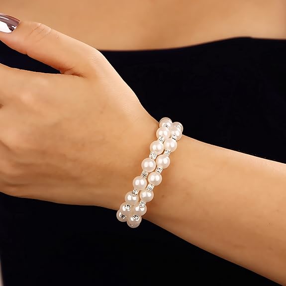 Sarontina - Classic and Timeless pearl bridal jewelry set
