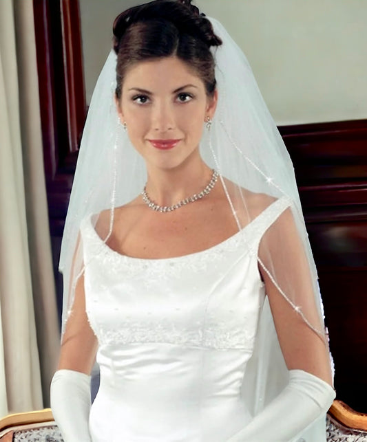 Nadiana–  Classic Rhinestone edge wedding veil