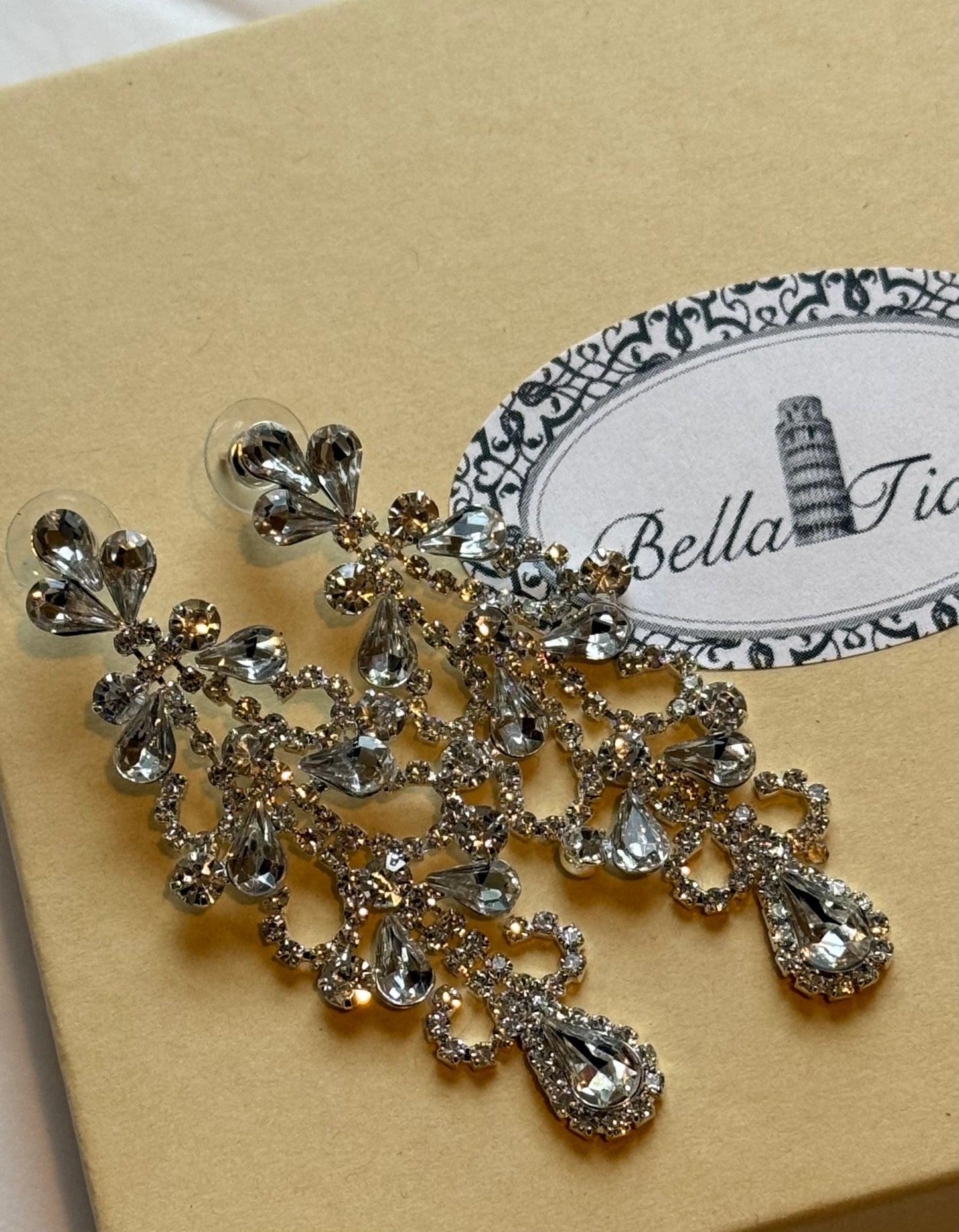 Nadia- Swarovski crystal long bridal earrings