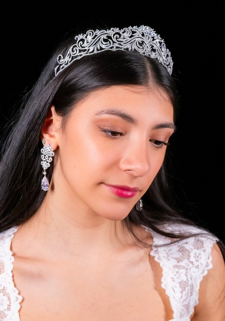 Lorraine - Exquisite CZ drop chandelier bridal earrings