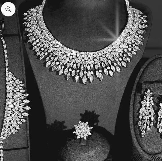 Paige - Statement Crystal bridal necklace jewelry set