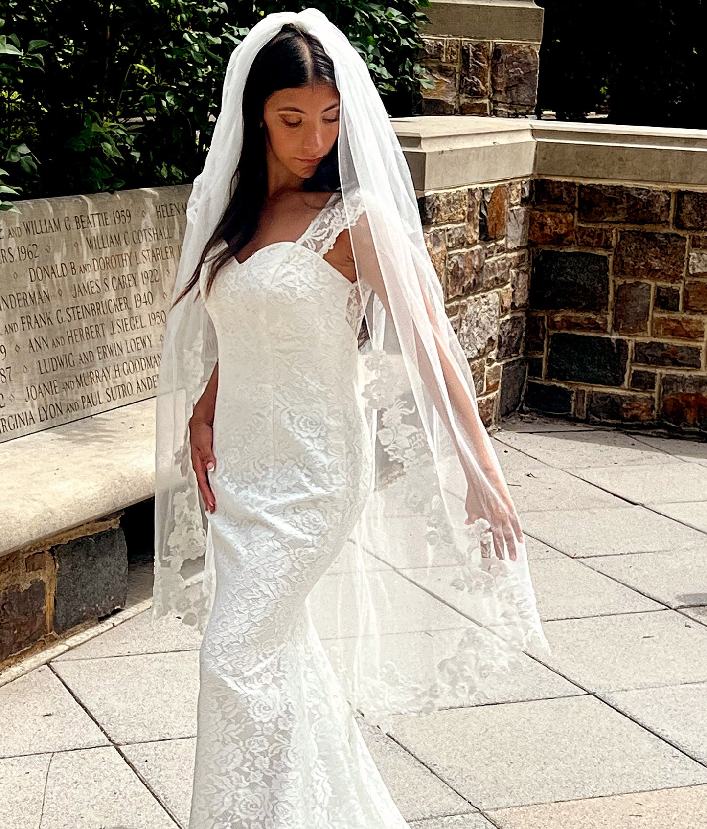 Blancaglitter – Stunning Flower glitter tulle lace wedding veil