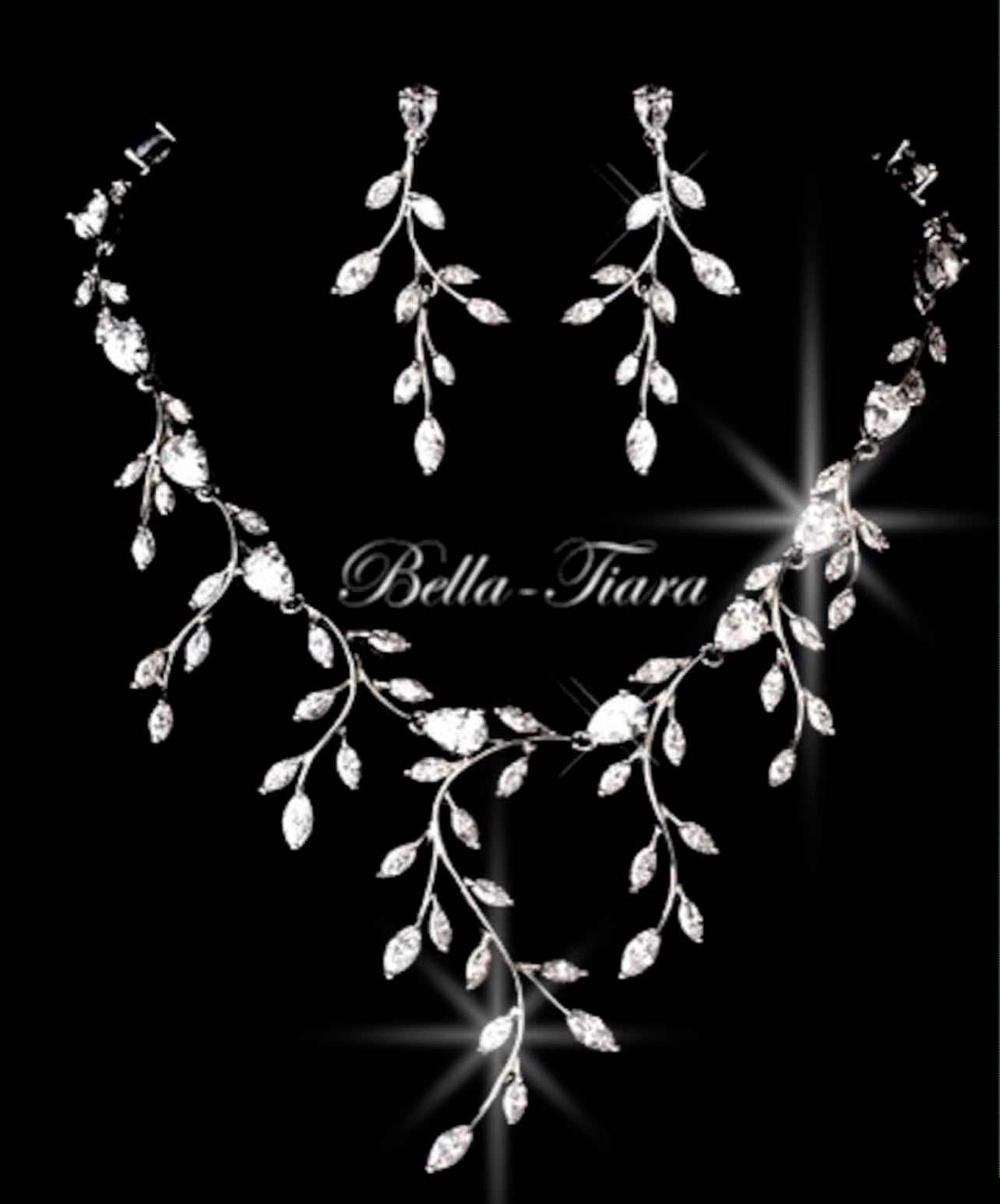 Kesia - Crystal Vine Bridal Necklace Set