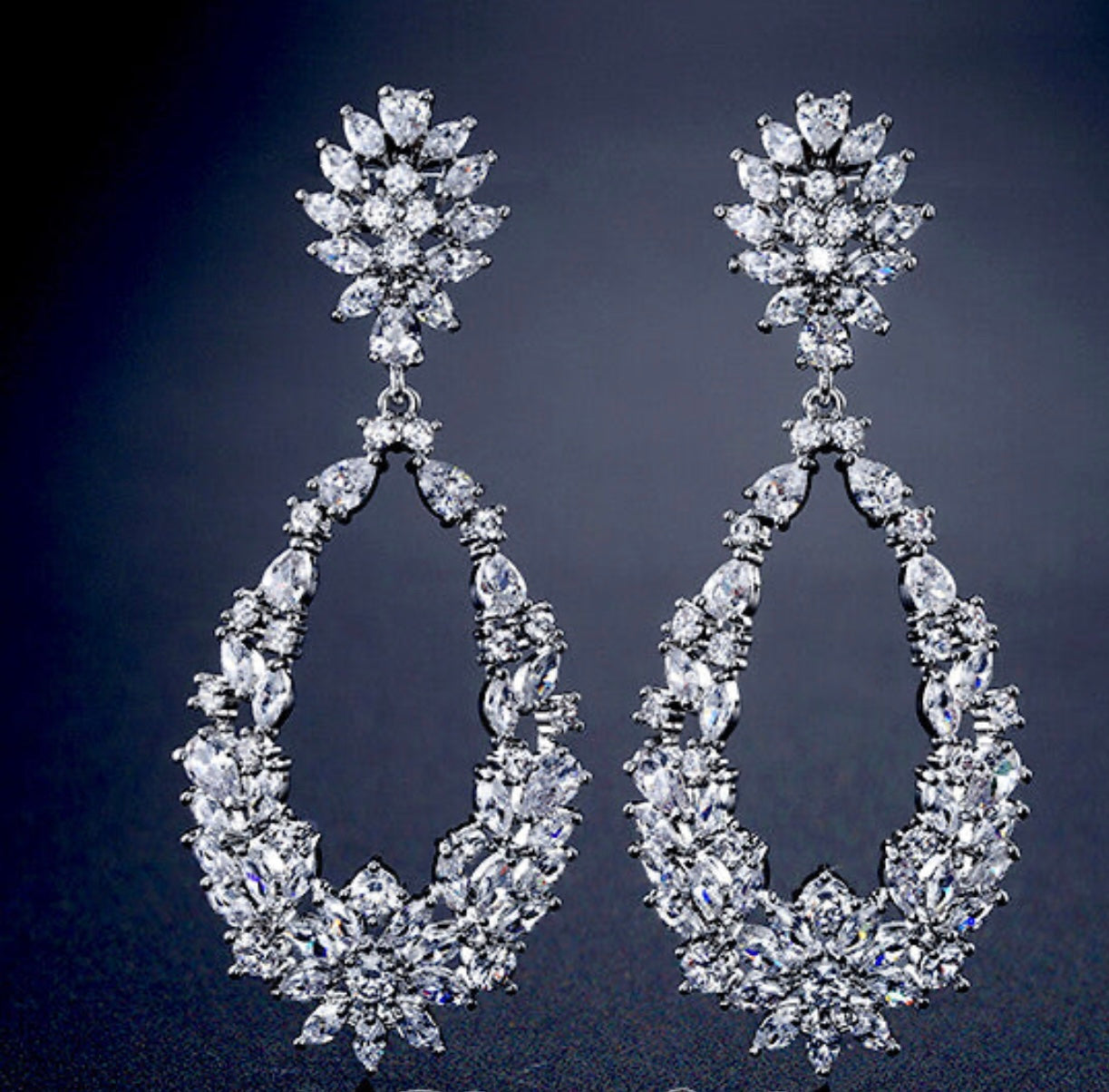 Adele - Beautiful hoop crystal drop earrings