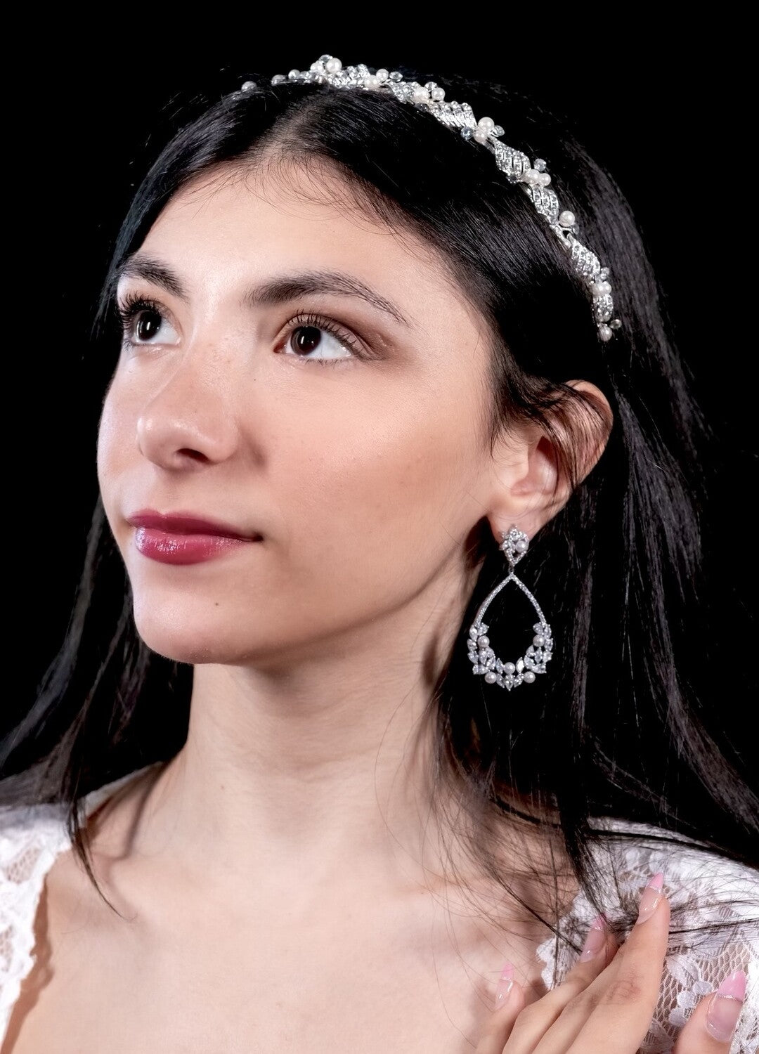 white pearl drop earrings