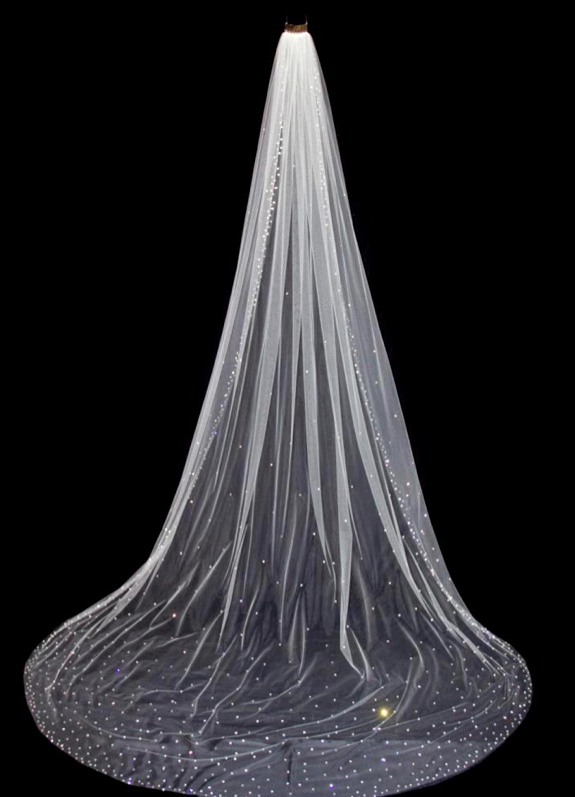 scattered crystal cathedral wedding veil