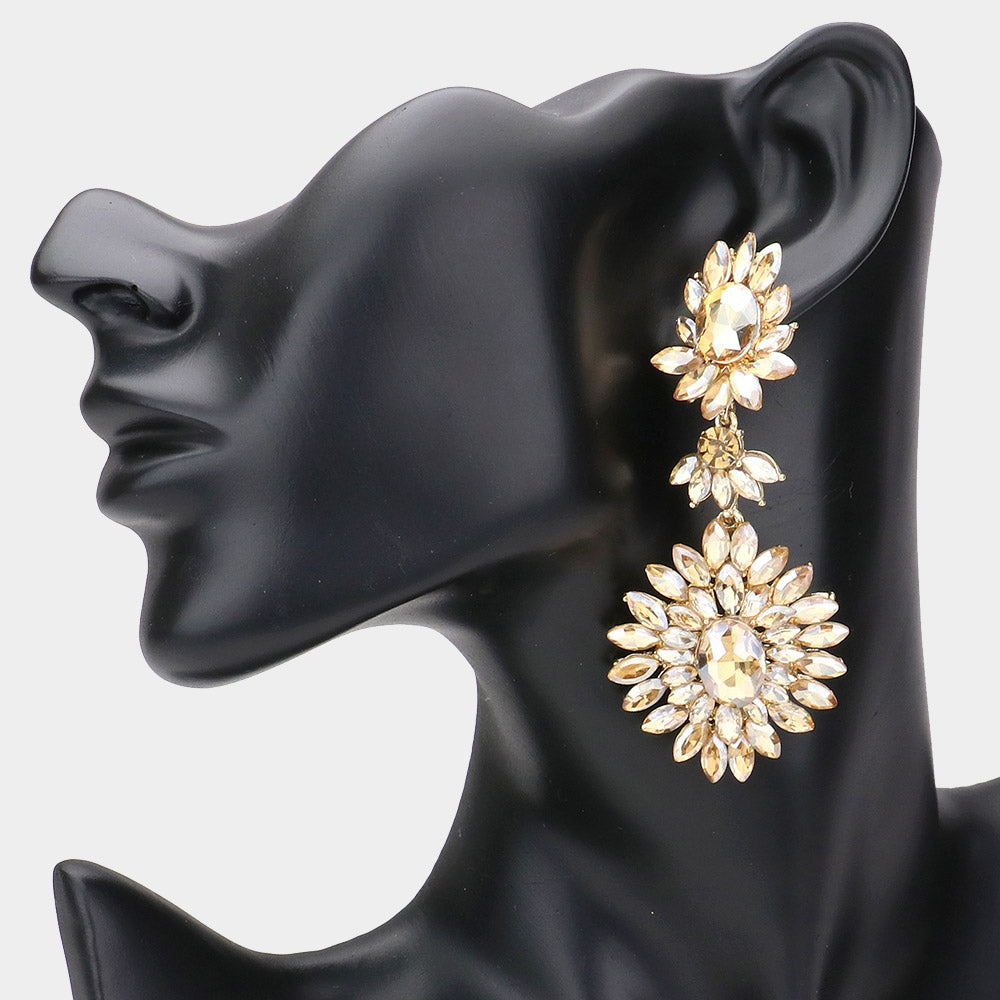 Gianna - Beautiful champagne gold statement drop earrings