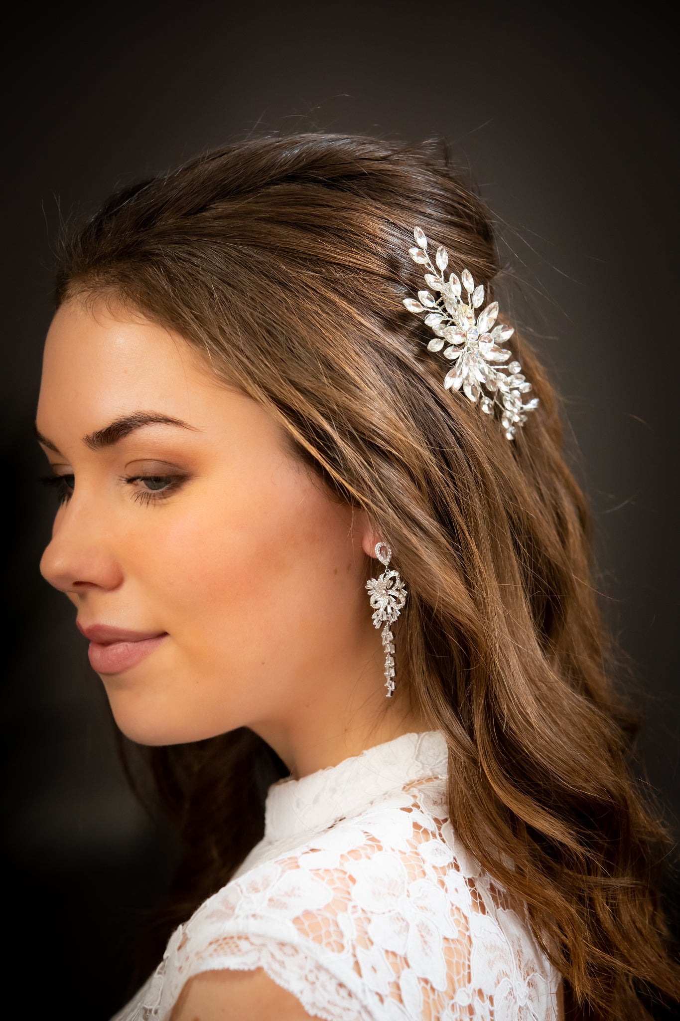 Dana - Beautiful swarovski crystal long bridal earrings