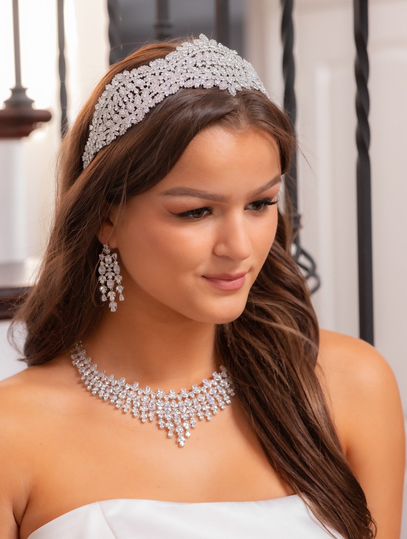 Rosanna - Stunning, cz simulated diamond bridal necklace set