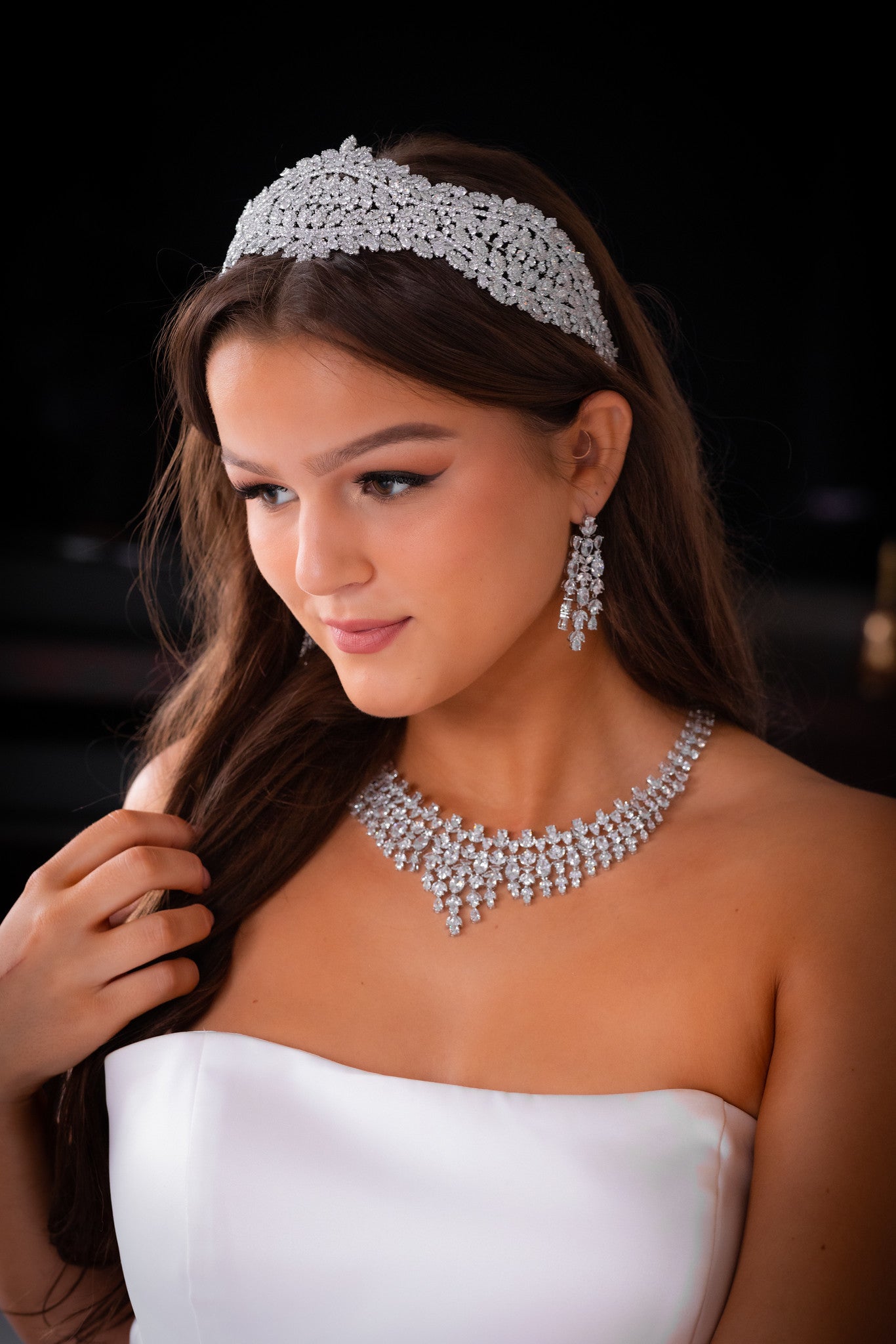 Rosanna - Stunning, cz simulated diamond bridal necklace set