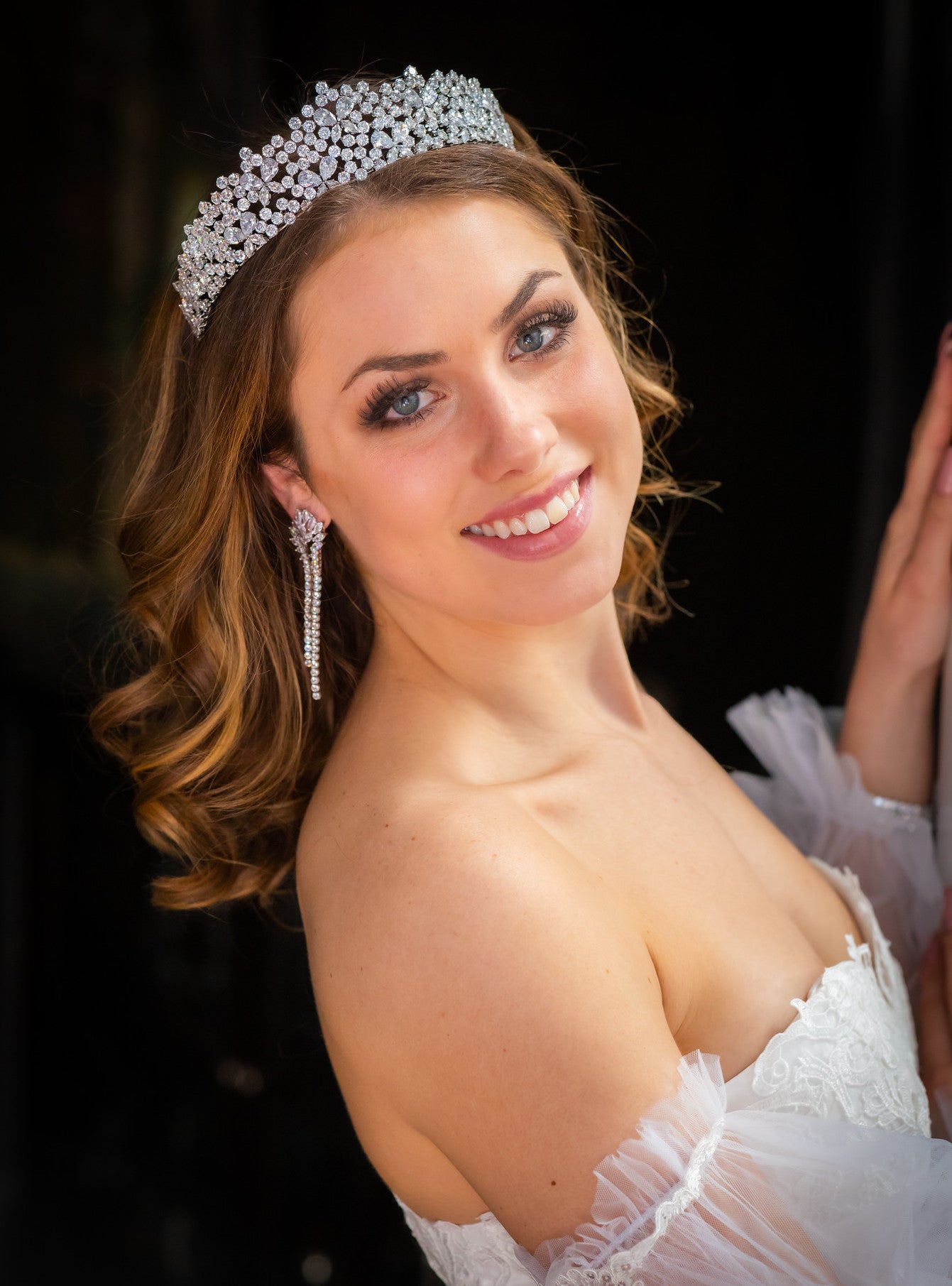 Tesoro - Swarovski Crystal Long Dangle Drop Crystal bridal Earrings