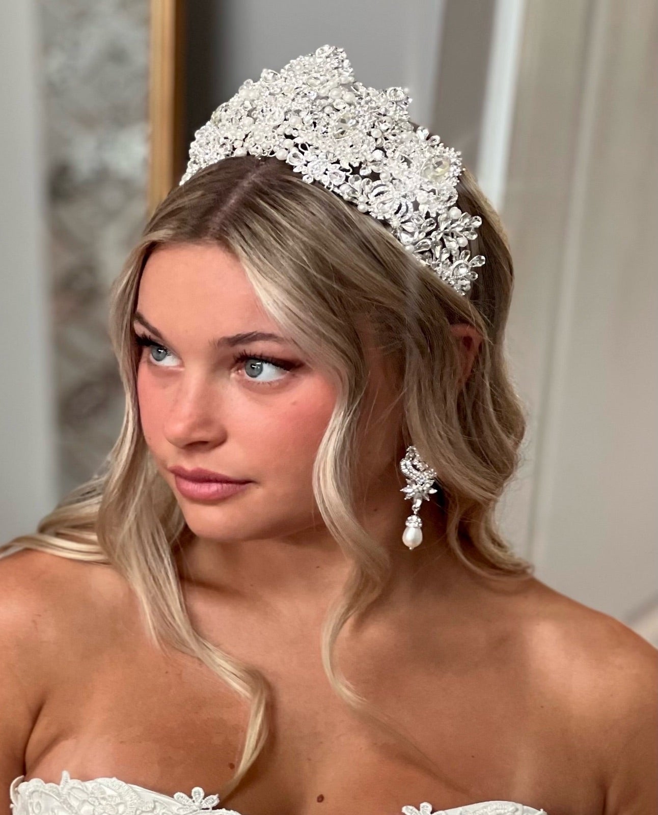 Royal pearl and crystal bridal tiara