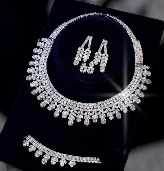Statement Crystal evening necklace set