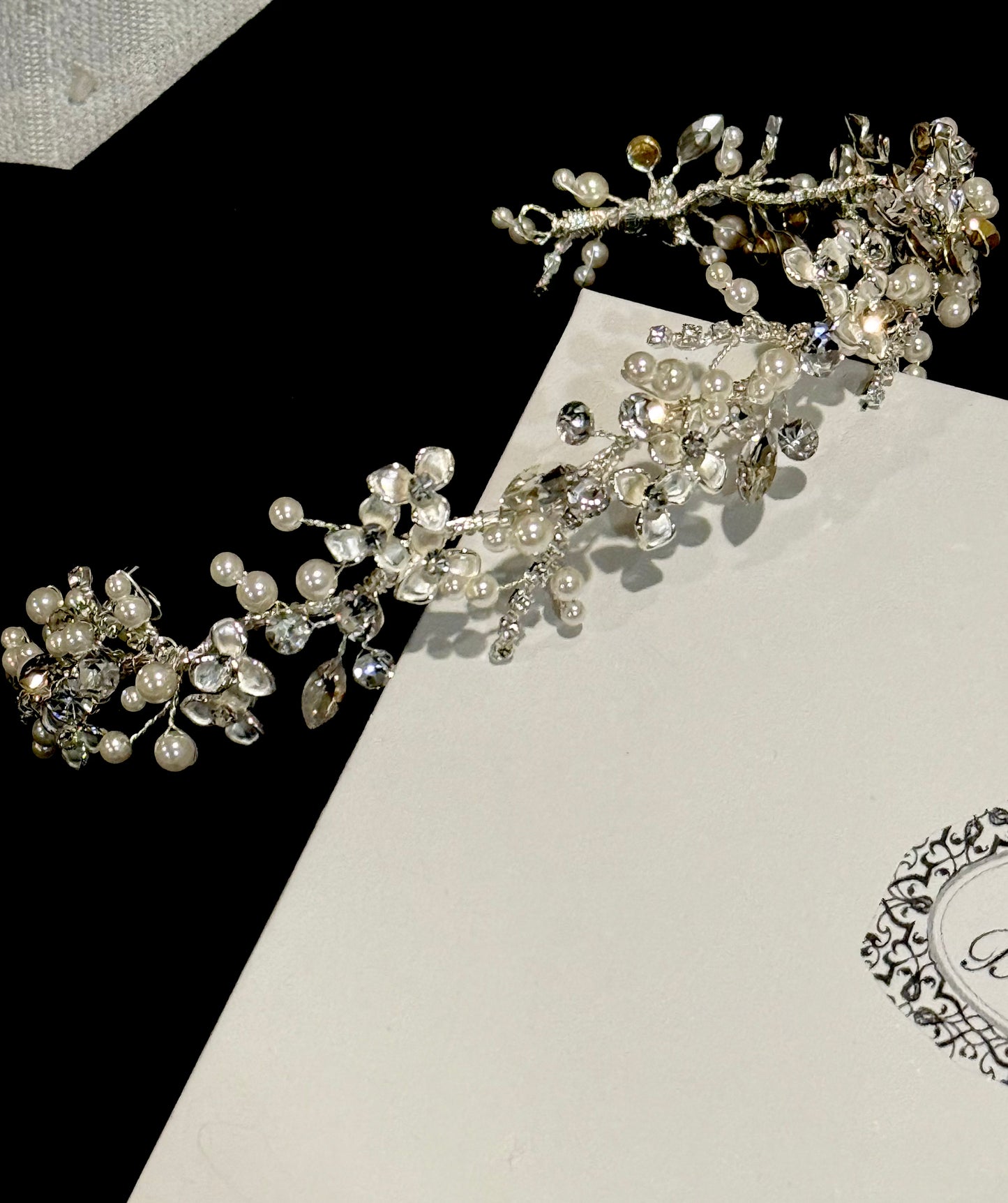 Flavia - Floral Swarovski crystal and pearl communion headband
