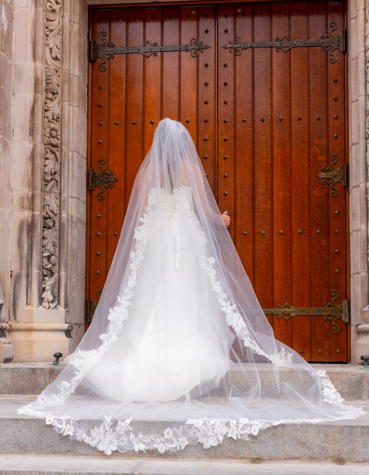 Eterna - Exquisite Beaded floral lace royal cathedral wedding veil