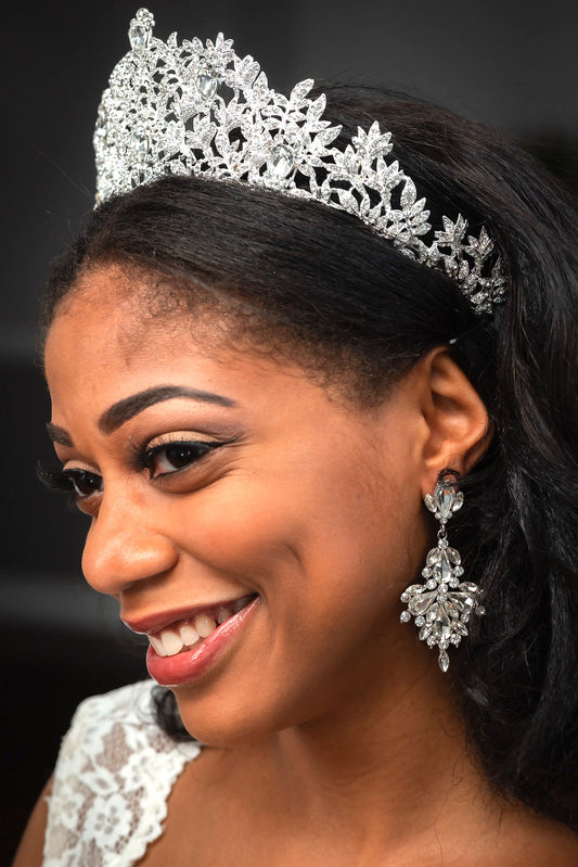 Aresa - Dazzling crystal drop bridal vine earrings