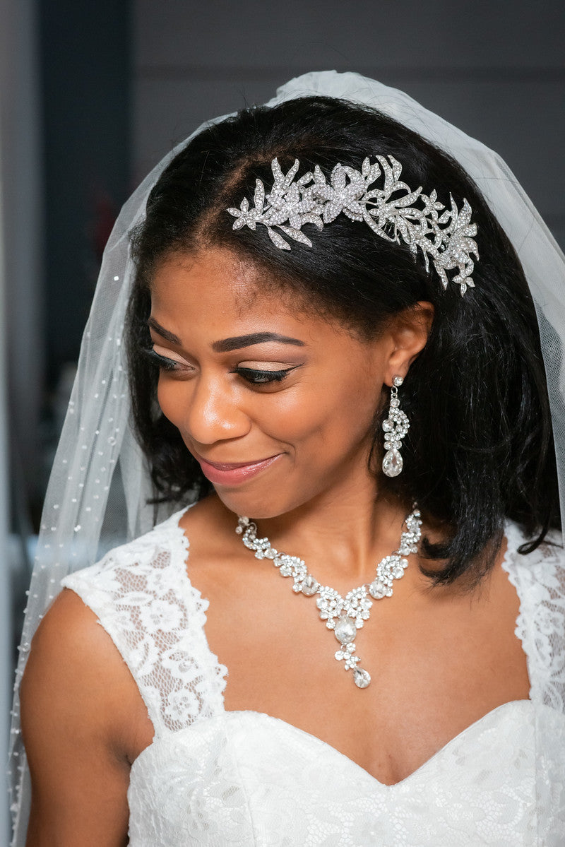 leticia - Silver wedding comb bridal hairpiece