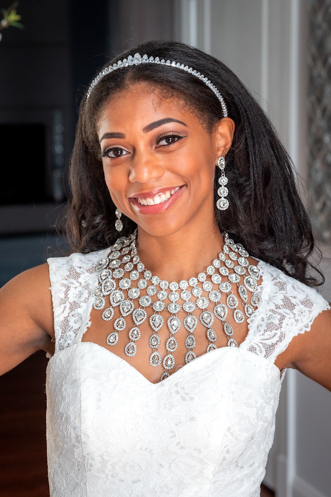 Kassandra - Crystal drop bridal Statement necklace set