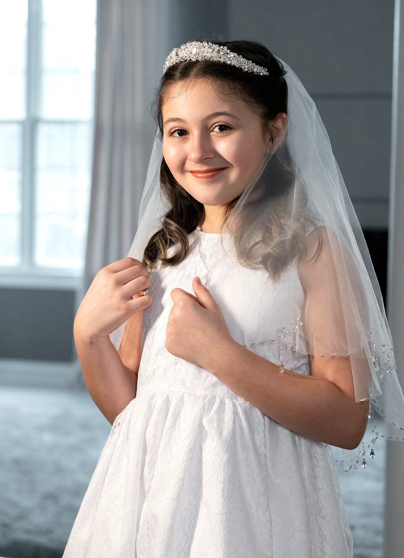 Elissa - Exquisite Italian Swarovski crystal communion Tiara