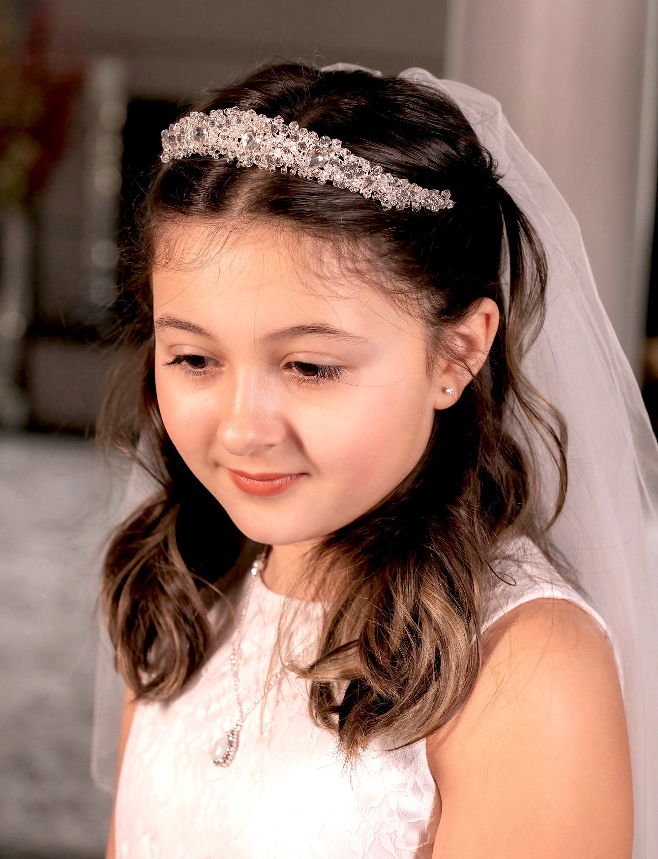 Elissa - Exquisite Italian Swarovski crystal communion Tiara