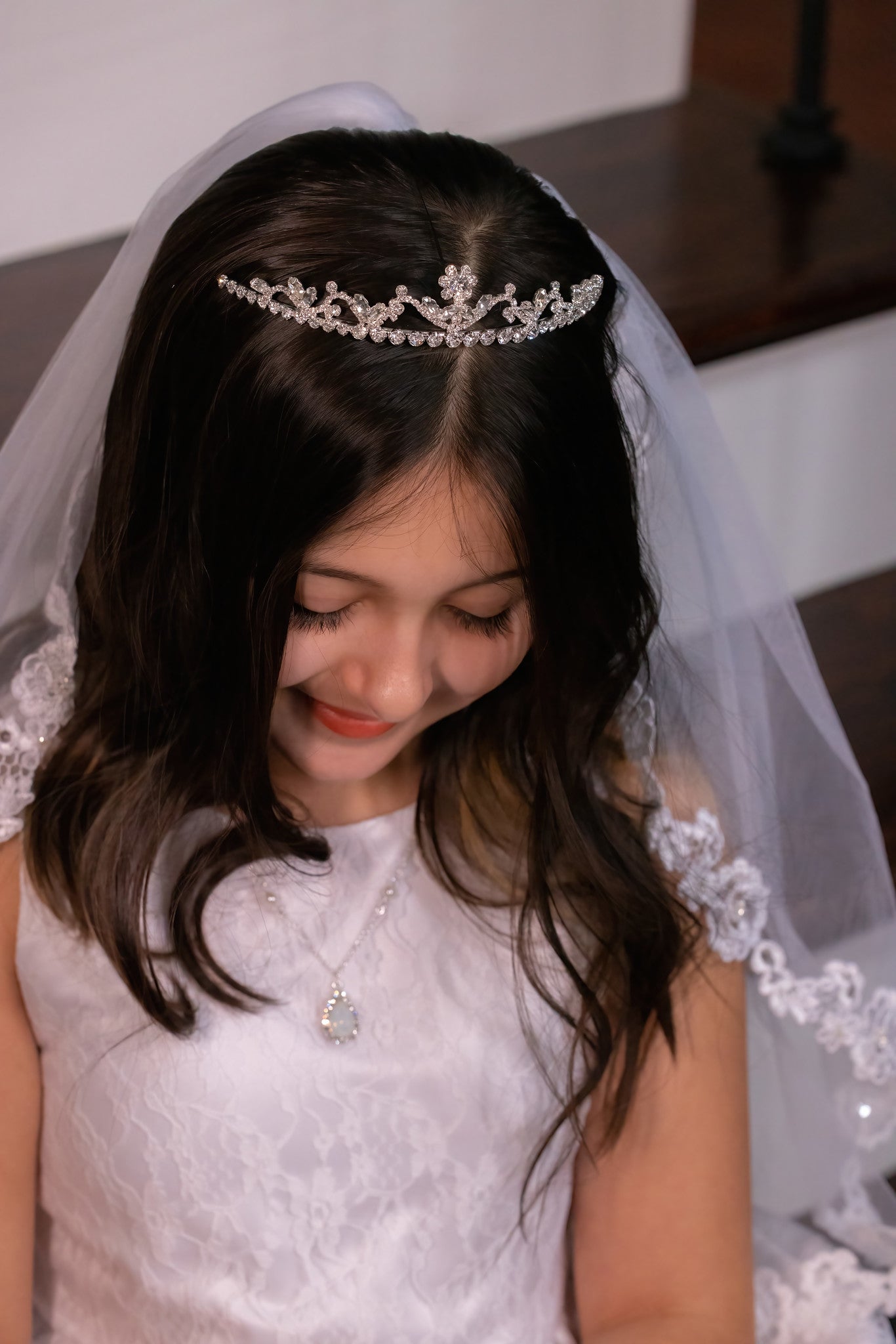 Mariapia - Floral rhinestone communion tiara