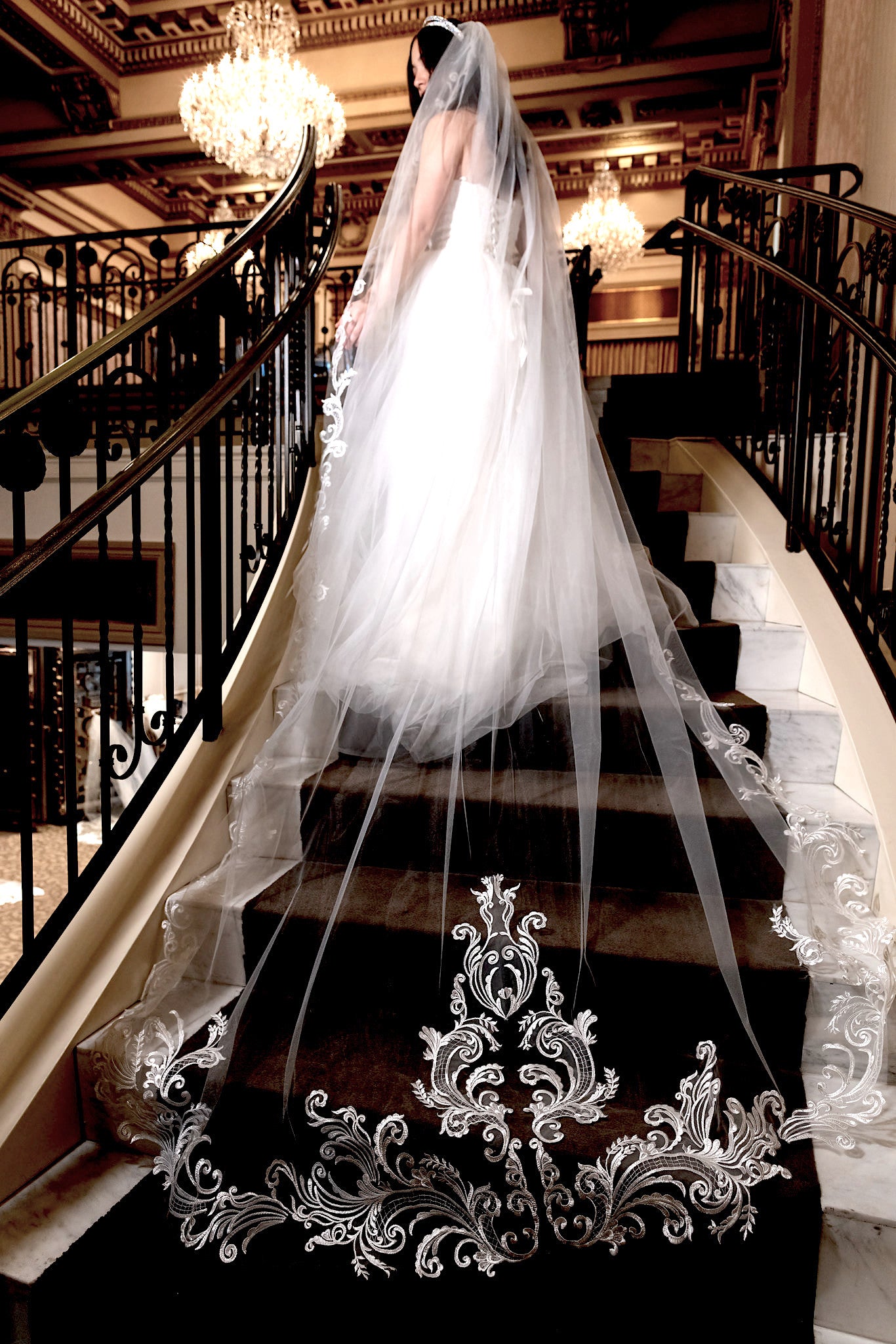 princess wedding dress with long veil Pearly Long Veil