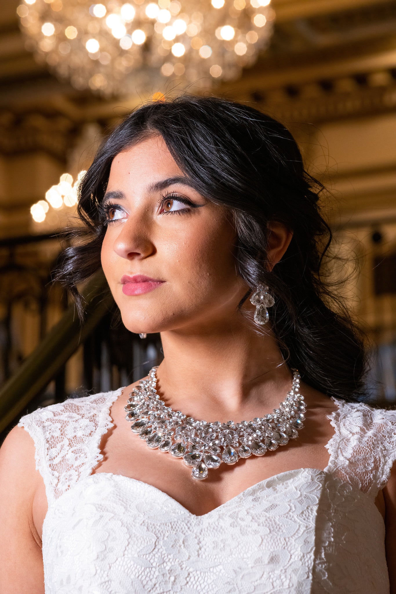 Mattea - Dazzling crystal statement bridal necklace set