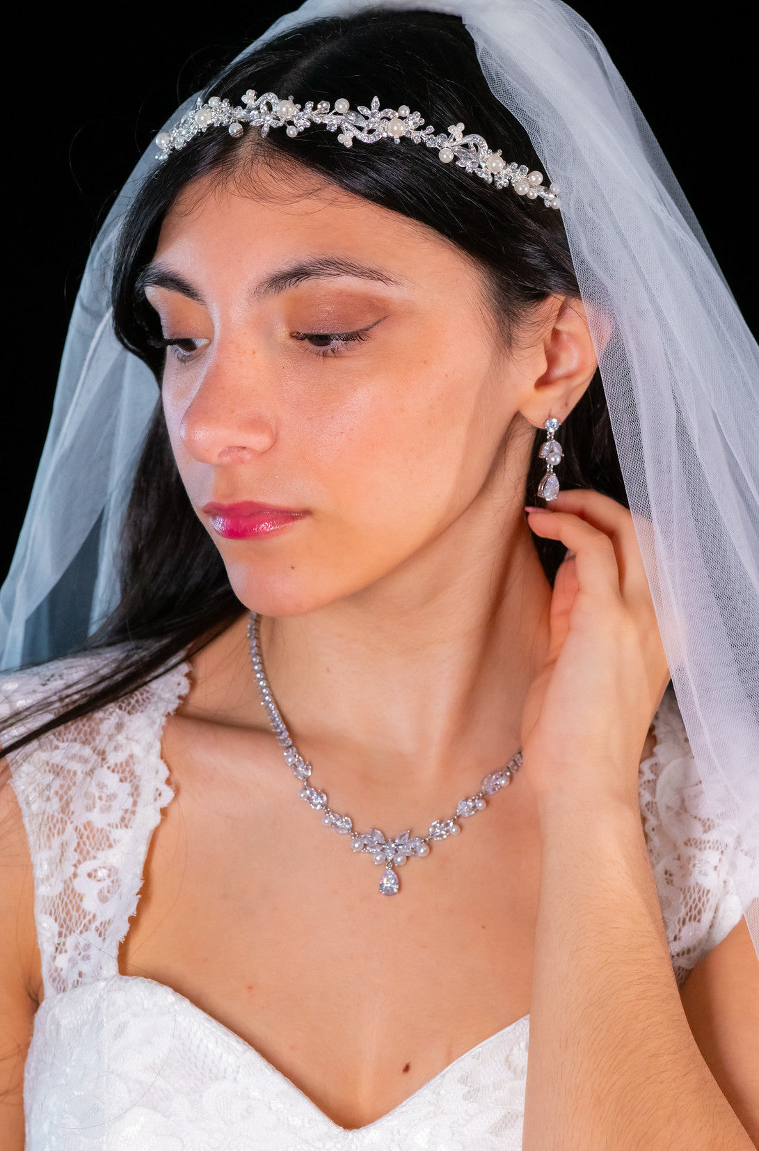 Samira - Bridal crystal and pearl wedding headpiece